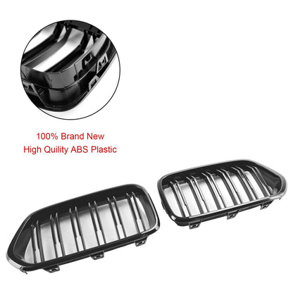 2018-2023 BMW X2 F39 Gloss Black Front Bumper Kidney Grille — Pair (51712455246 / 51712455247)