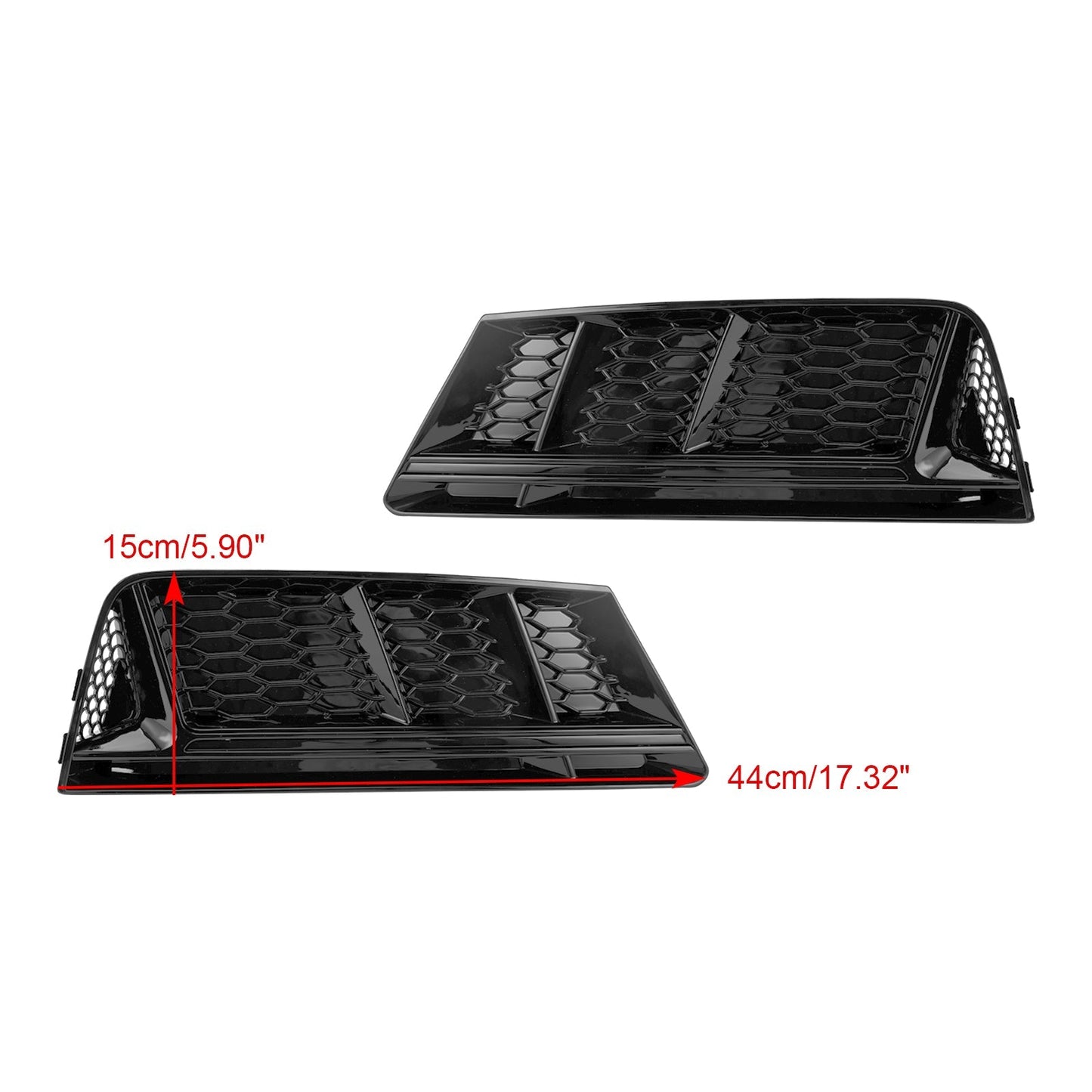 2016-2018 Audi A4 B9 Standard RS4 Style Front Fog Light Grill Lower Bumper Grille Chrome — Pair (8WD807681 / 8WD807682)