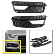 2013-2016 Audi A5 S5 Black Front Fog Lamp Trim Grill — Pair (8T0807681K)