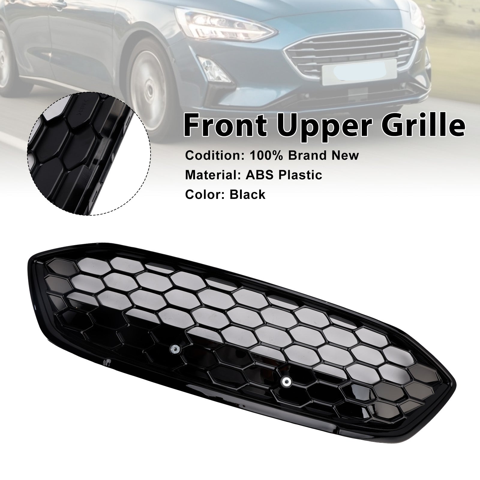 ST Style Gloss Black Mesh Front Bumper Grill Fit Ford Focus MK4 2018-2021