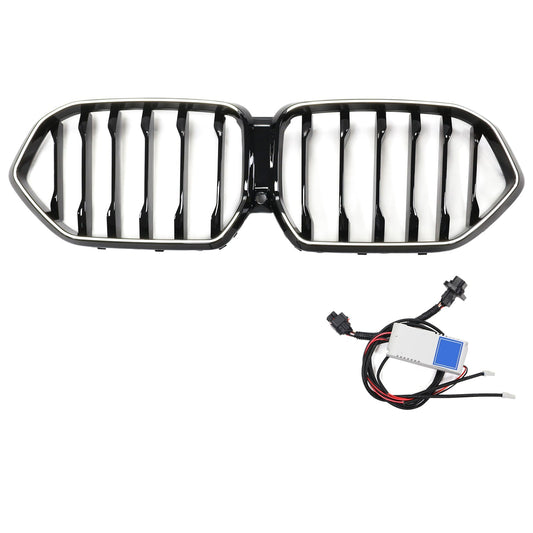 2020-2022 BMW X6 G06 M50i Black Front Bumper Grille with Camera Hole