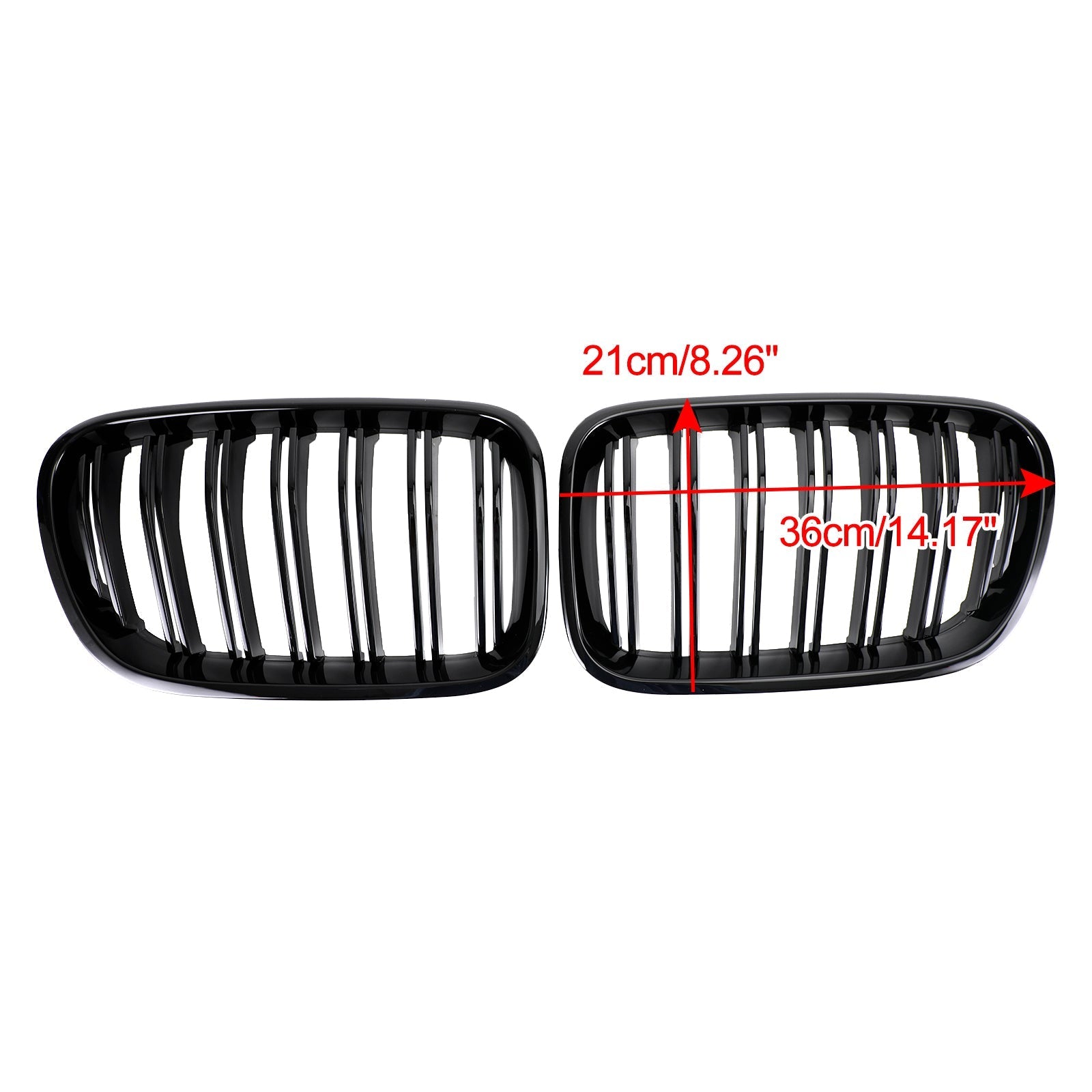2010-2014 BMW X3 F25 Pre-Facelift Gloss Black Front Bumper Kidney Grill — Pair (51712297589 / 51117210725)