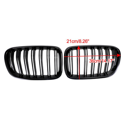 2010-2014 BMW X3 F25 Pre-Facelift Gloss Black Front Bumper Kidney Grill — Pair (51712297589 / 51117210725)