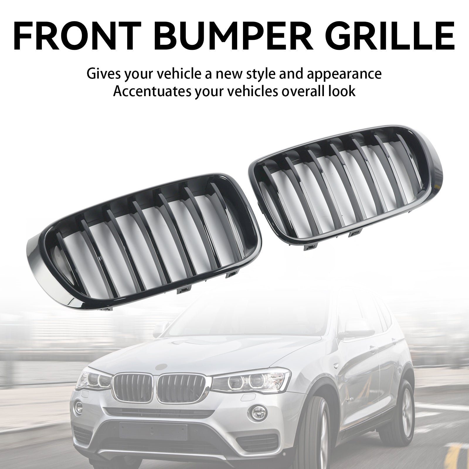 2014-2017 BMW X4 F26 Facelift Gloss Black Front Bumper Kidney Grille