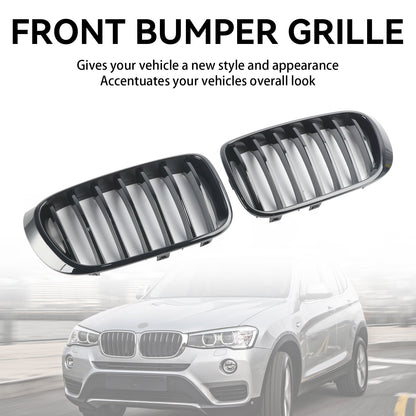 2014-2017 BMW X4 F26 Facelift Gloss Black Front Bumper Kidney Grille