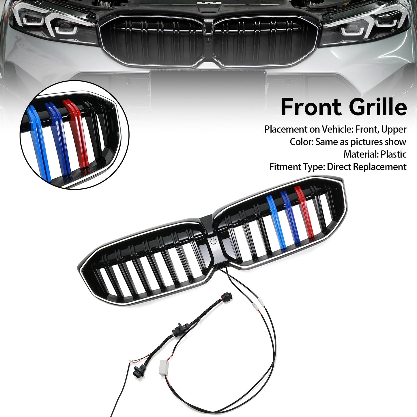 2023-2024 BMW 3 Series G20 G21 G28 Gloss Black Front Kidney Grille Mesh