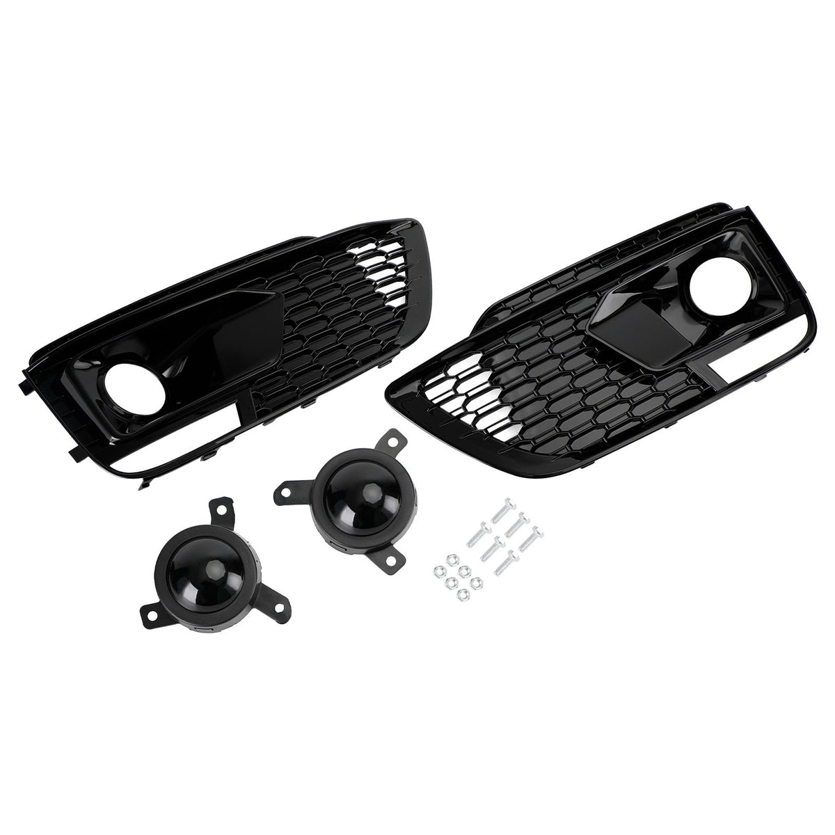 2018-2020 Audi Q5 SQ5 RSQ5 Style Black Front Honeycomb Fog Lamp Grille Cover