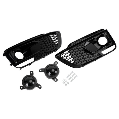 2018-2020 Audi Q5 SQ5 RSQ5 Style Black Front Honeycomb Fog Lamp Grille Cover