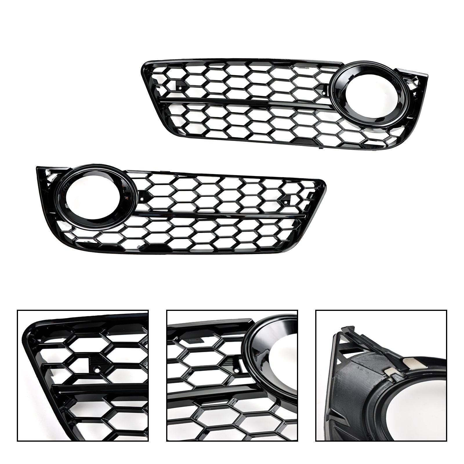 2007-2011 Audi A5 Standard Style Honeycomb Front Fog Lamp Cover Grill — Pair (1522024)