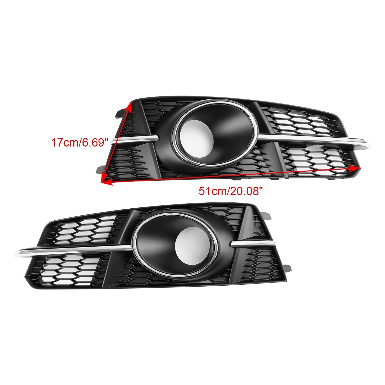 2016-2018 Audi A6 C7 A6L C7PA S-Line Fog Light Front Bumper Lower Grill — Pair (4G0807681AG / 4G0807682AG)