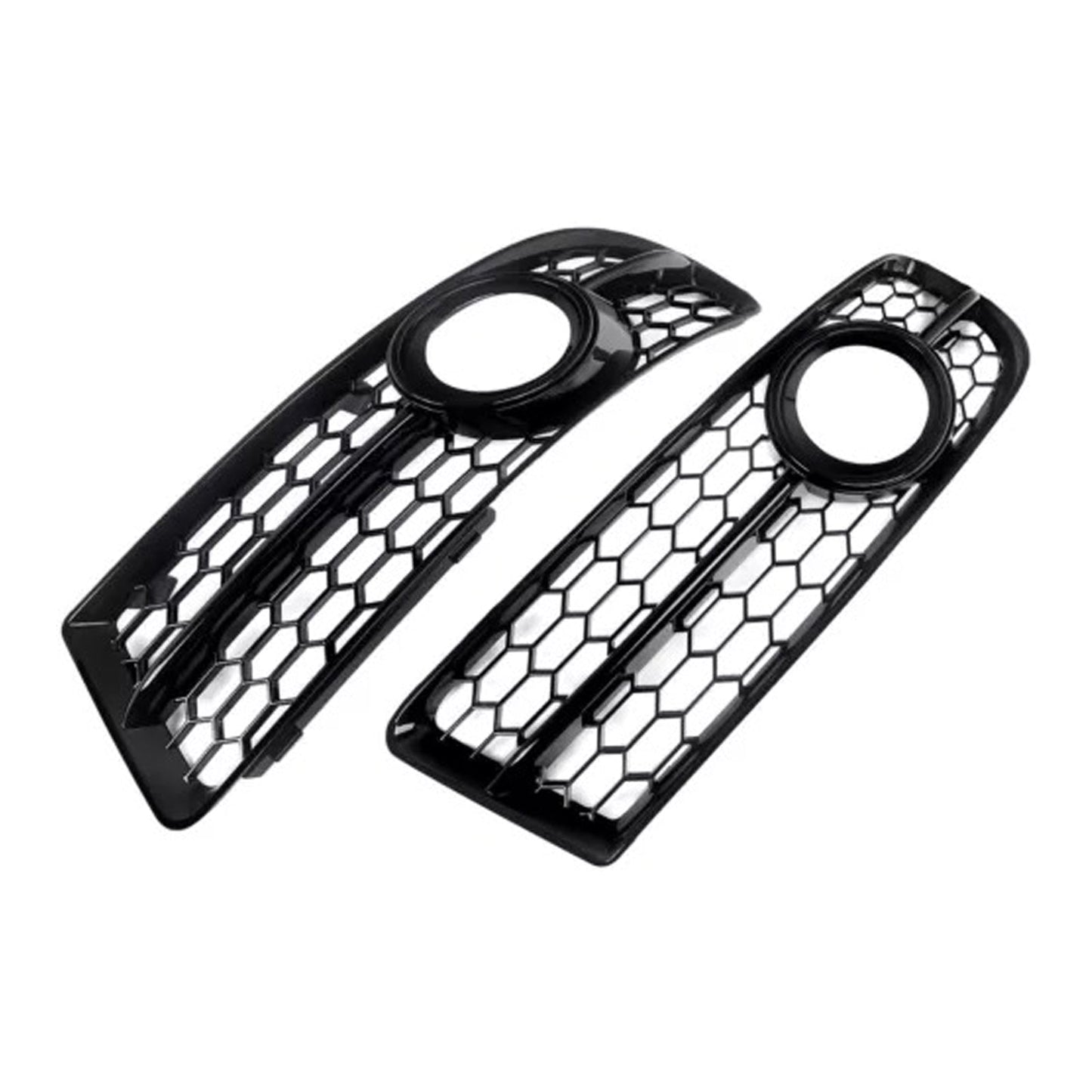 2005-2008 Audi A4 B7 S-Line S4 Front Bumper Honeycomb Fog Light Grille — Pair (8E0807681F / 8E0807682F)
