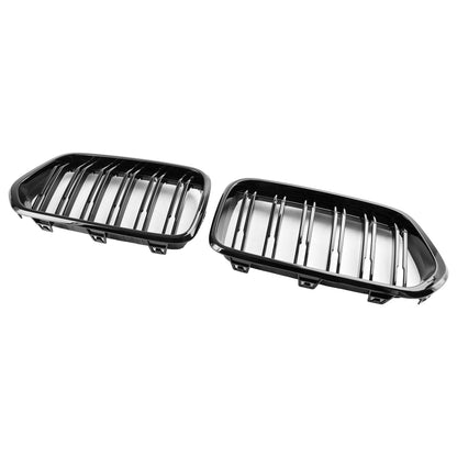 2018-2023 BMW X2 F39 Gloss Black Front Bumper Kidney Grille — Pair (51712455246 / 51712455247)