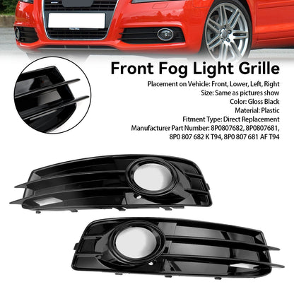 2009-2012 Audi A3 8P S-Line Front Lower Bumper Grille Fog Light Cover — Pair (8P0807682 / 8P0807681)