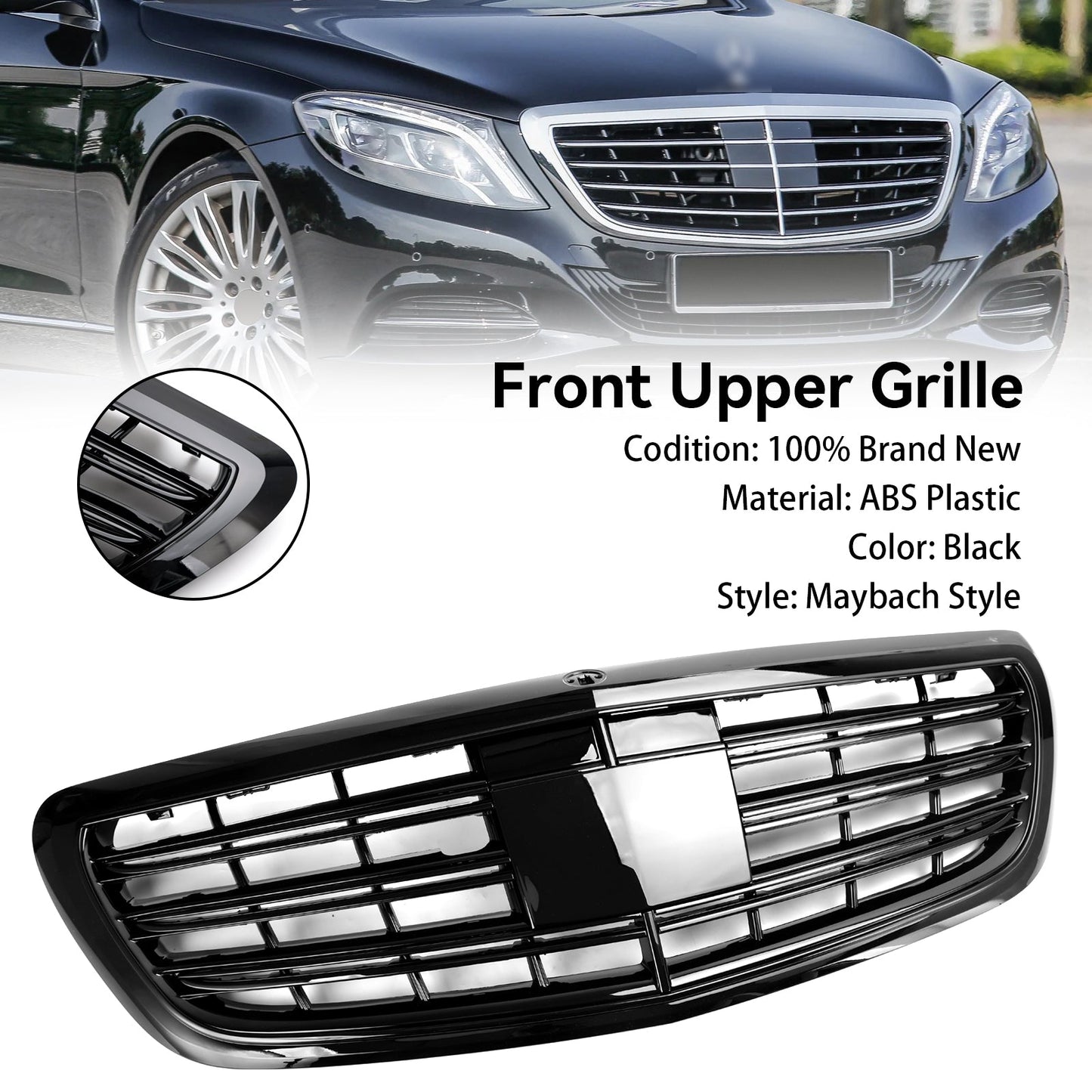2014-2020 Mercedes-Benz S-Class W222 S400 S450 S500 S550 S560 Front Upper Grille