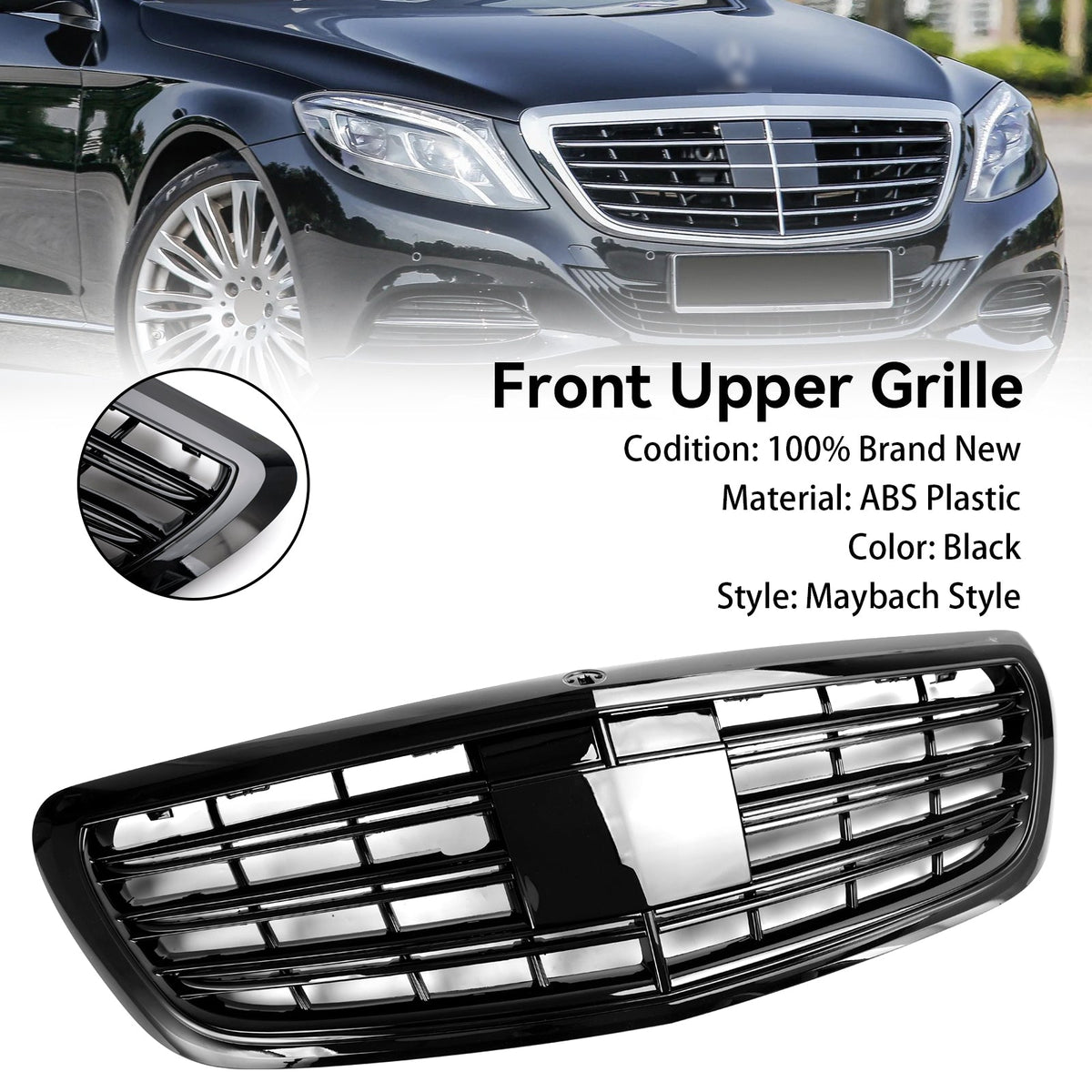 2014-2020 Mercedes-Benz S-Class W222 S560 S580 S600 S650 S680 Front Upper Grille