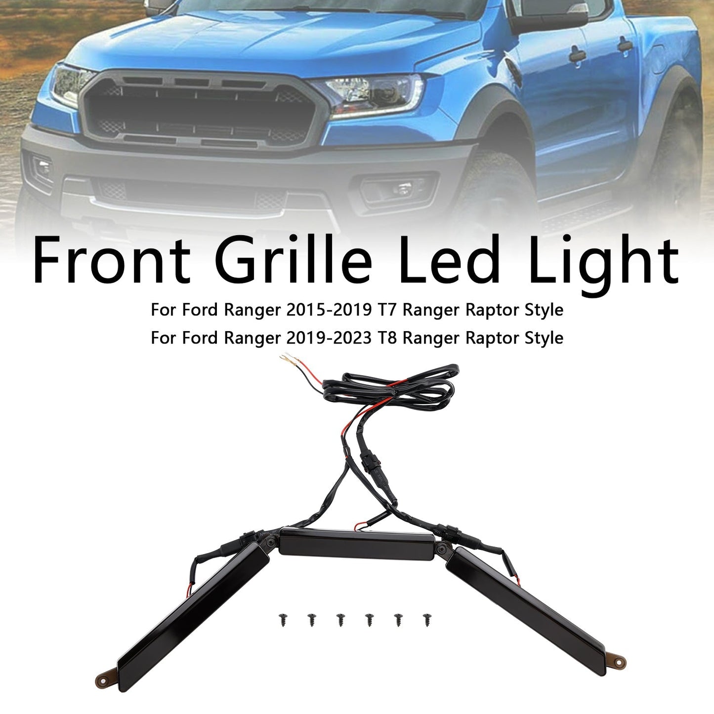 2019-2023 Ford Ranger T8 Ranger Raptor Style Front Bumper Grille Grill Led Light Generic