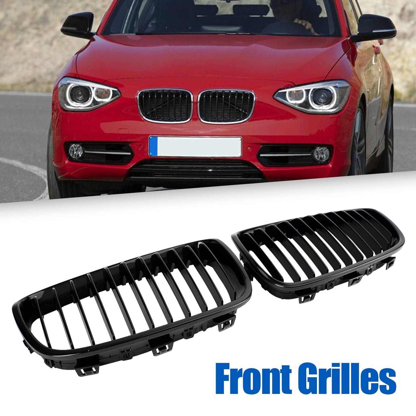 2012-2014 BMW 1 Series F20 F21 3-Door Pre-Facelift Front Bumper Kidney Grille — Pair (51137239021 / 51137262119)