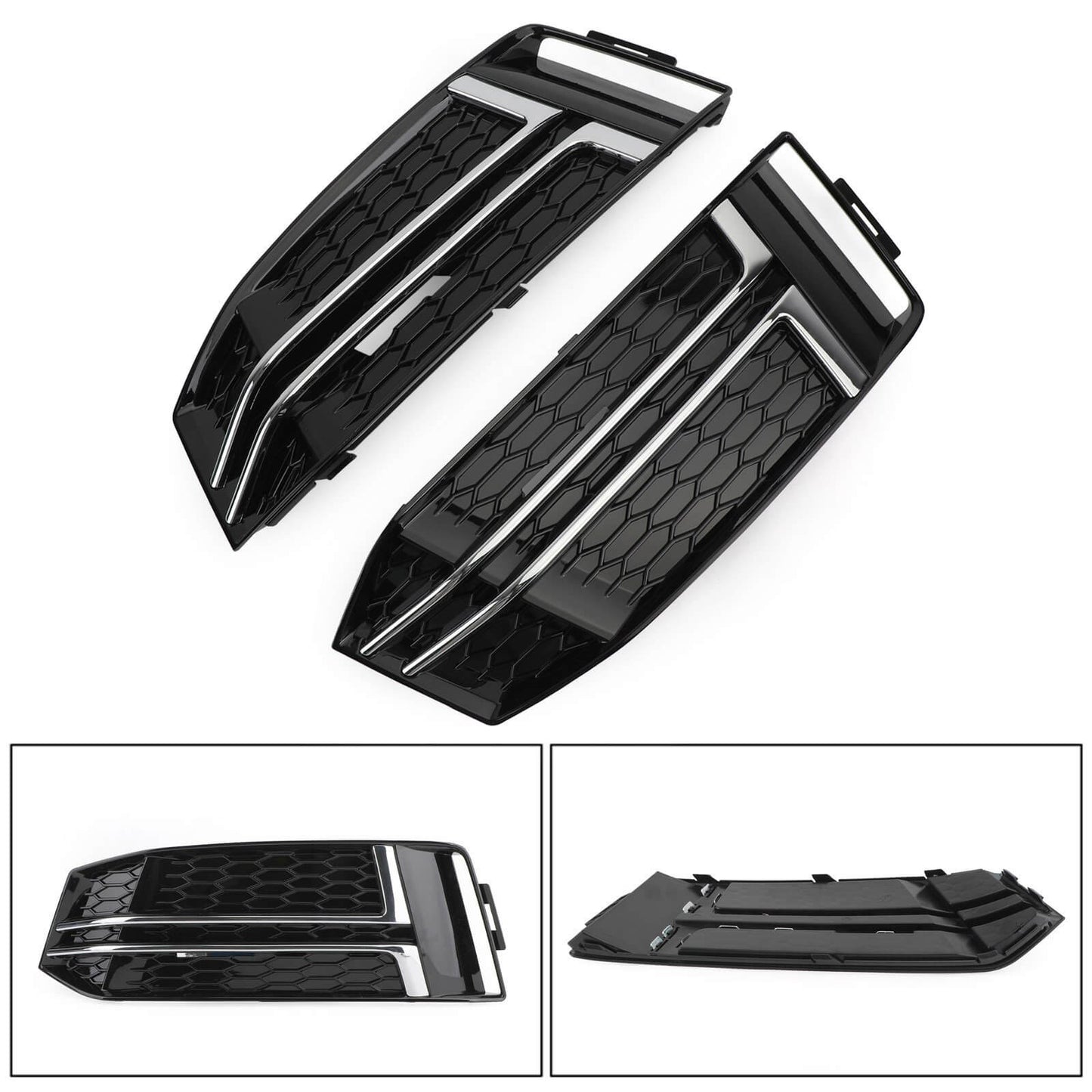 2016-2018 Audi A4 B9 S-Line Front Fog Light Cover Bumper Grille — Pair