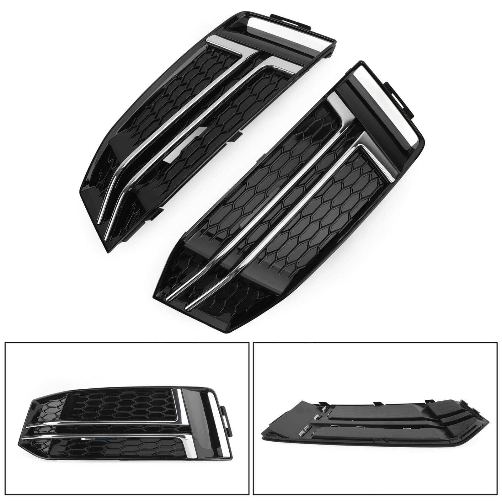 2016-2018 Audi A4 B9 S-Line Front Fog Light Cover Bumper Grille — Pair