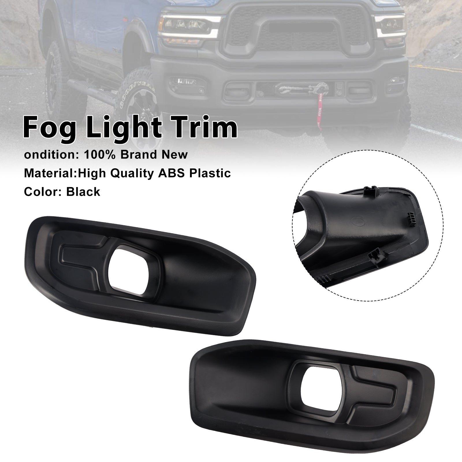 2019-2024 Ram 2500 3500 Fog Light Bezel Trim — Pair (68449341AA)