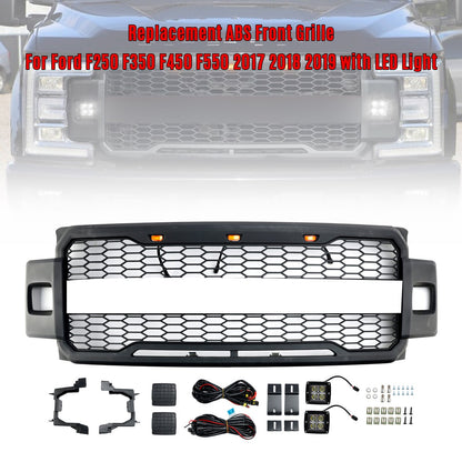 Front Bumper Grill Grille Fit 2017-2019 Ford F-250 F-350 F-450 Raptor Style