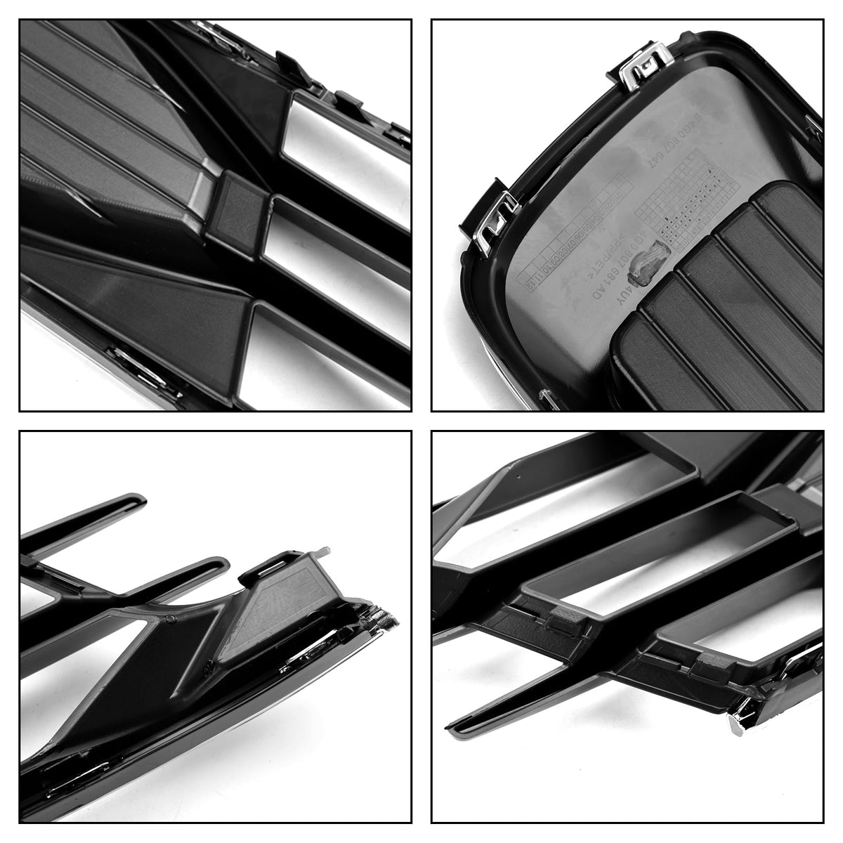 2014-2018 Audi A6 C7 Black Chrome Front Bumper Fog Light Cover Grill — Pair (4G0807647T94 / 4G0807648T94)
