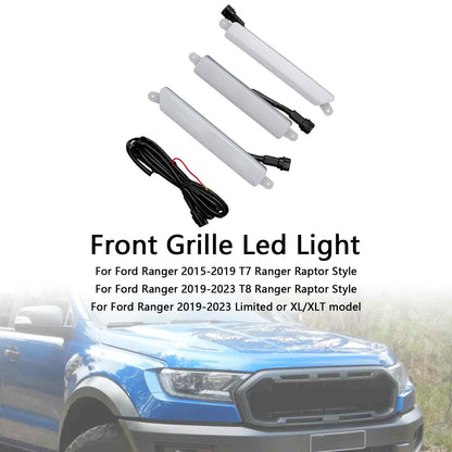 2015-2023 Ford Ranger T7 T8 Front Bumper Grille Grill White Led Light