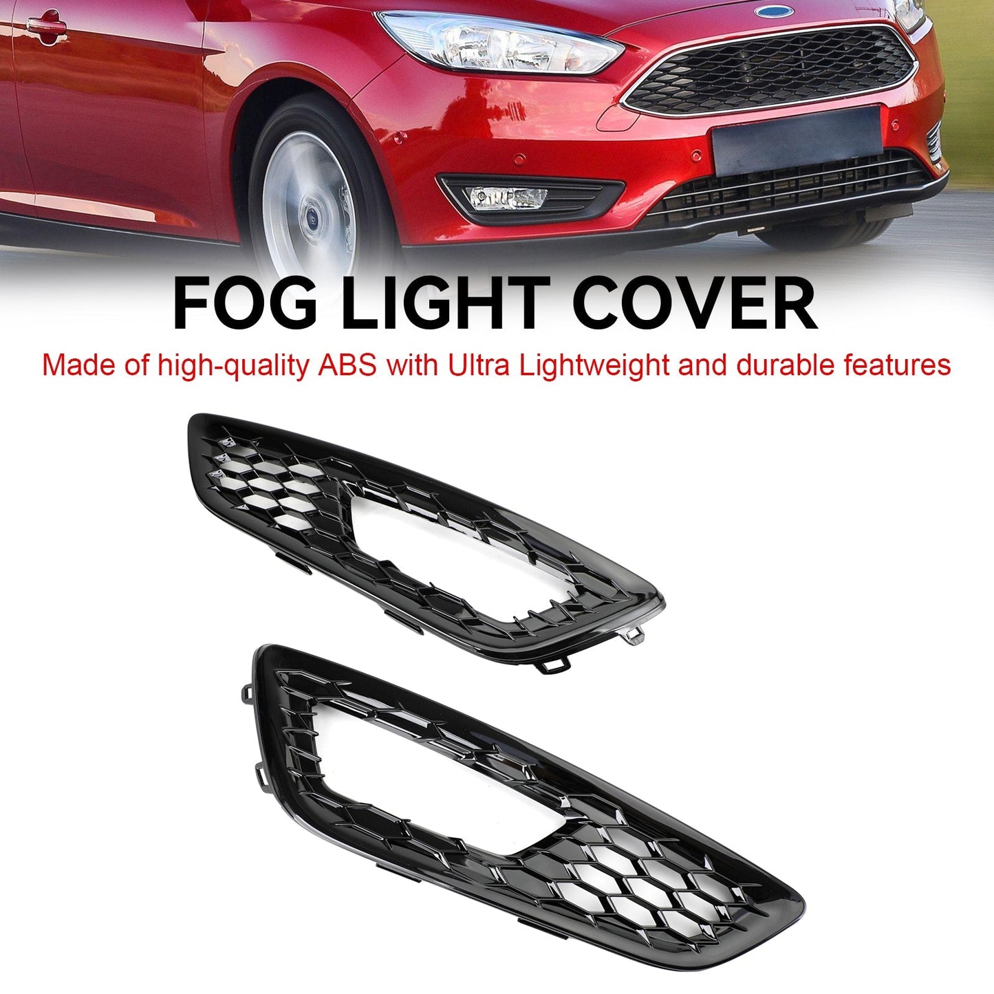 2015-2017 Ford Focus Pair Front Bumper Fog Light Lamp Cover Bezel Grill F1EZ15200A F1EZ15201A