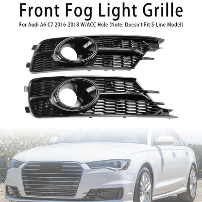 2016-2018 Audi A6 C7 with ACC Front Bumper Lower Light Cover Grille — Pair (4G0807647A)