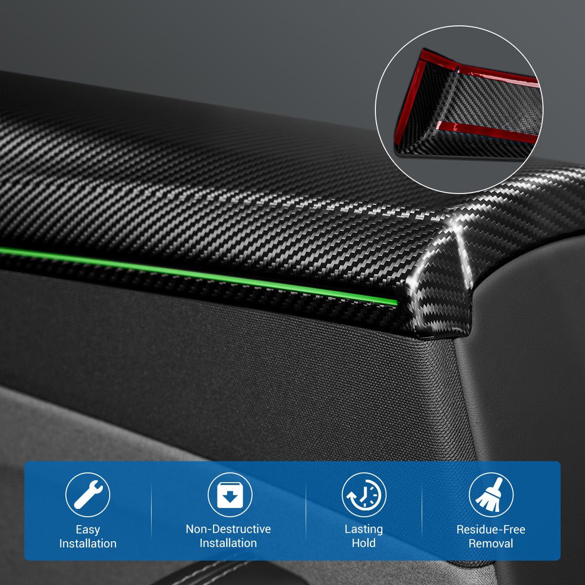 TESERY Dry Carbon Fiber Full Upper Oversized Extended Door Panel Overlays for Model Y Juniper - Tesery Official Store