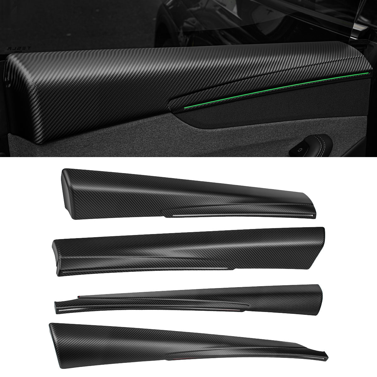 TESERY Dry Carbon Fiber Full Upper Oversized Extended Door Panel Overlays for Model Y Juniper - Tesery Official Store
