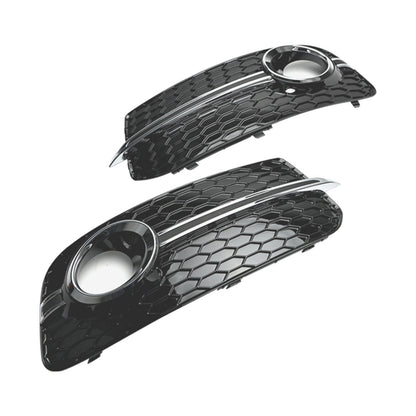 2013-2017 Audi Q5 Standard Version Front Bumper Fog Light Grille Grill — Pair (8R0807681M / 8R0807682J)