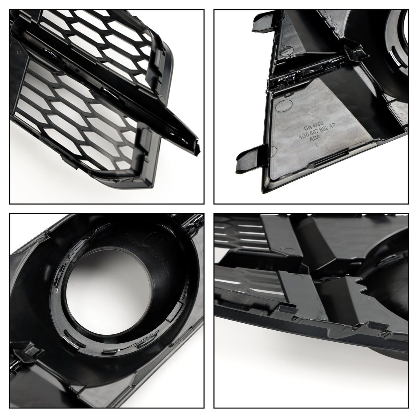 2016-2018 Audi A6 C7 A6L C7PA S-Line Fog Light Front Bumper Lower Grill — Pair (4G0807681AG / 4G0807682AG)