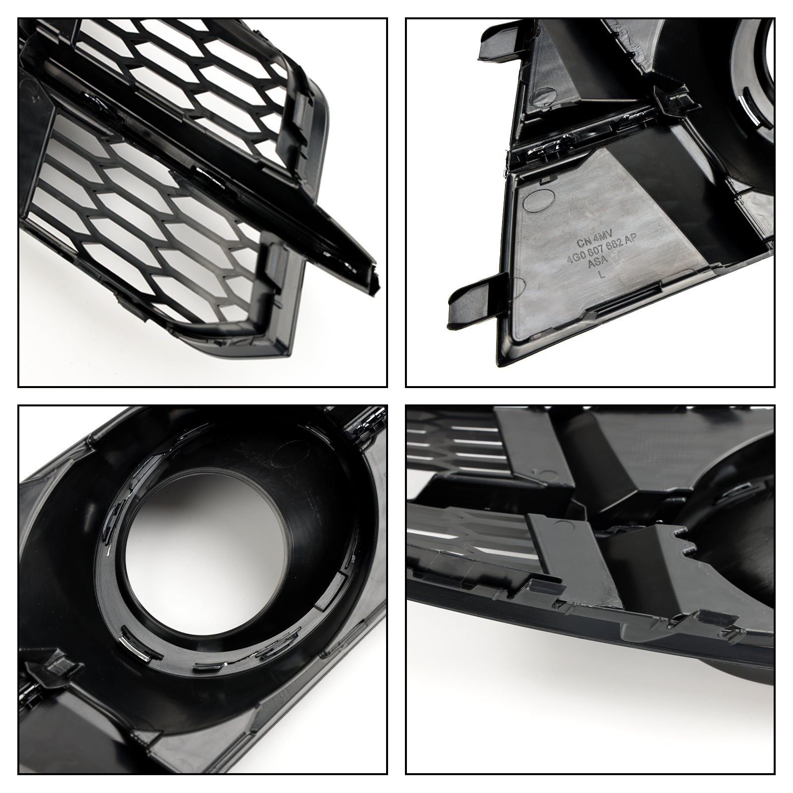 2016-2018 Audi A6 C7 A6L C7PA S-Line Fog Light Front Bumper Lower Grill — Pair (4G0807681AG / 4G0807682AG)