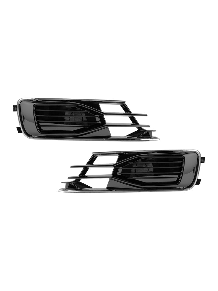 2014-2018 Audi A6 C7 Black Chrome Front Bumper Fog Light Cover Grill — Pair (4G0807647T94 / 4G0807648T94)