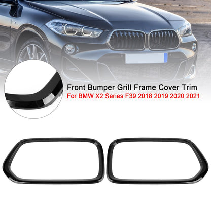 2018-2021 BMW X2 F39 Gloss Black Front Bumper Grill Frame Cover Trim