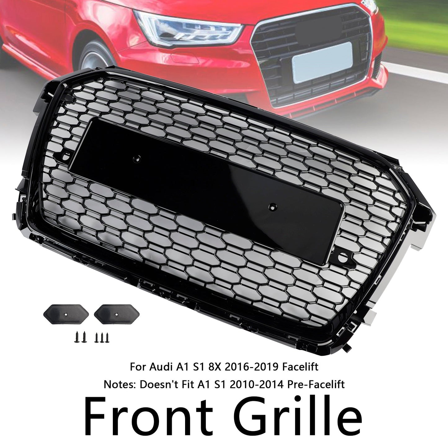 2016-2019 Audi A1 S1 8X Facelift RS Style Black Honeycomb Front Bumper Grille