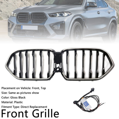 2023-2025 BMW X6 G06 M60i Black Front Bumper Grille with Camera Hole