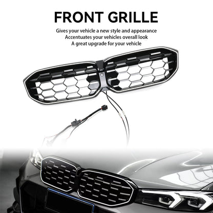 2023-2024 BMW 3 Series G20 G21 G28 Diamond Black Silver Front Kidney Grille Mesh