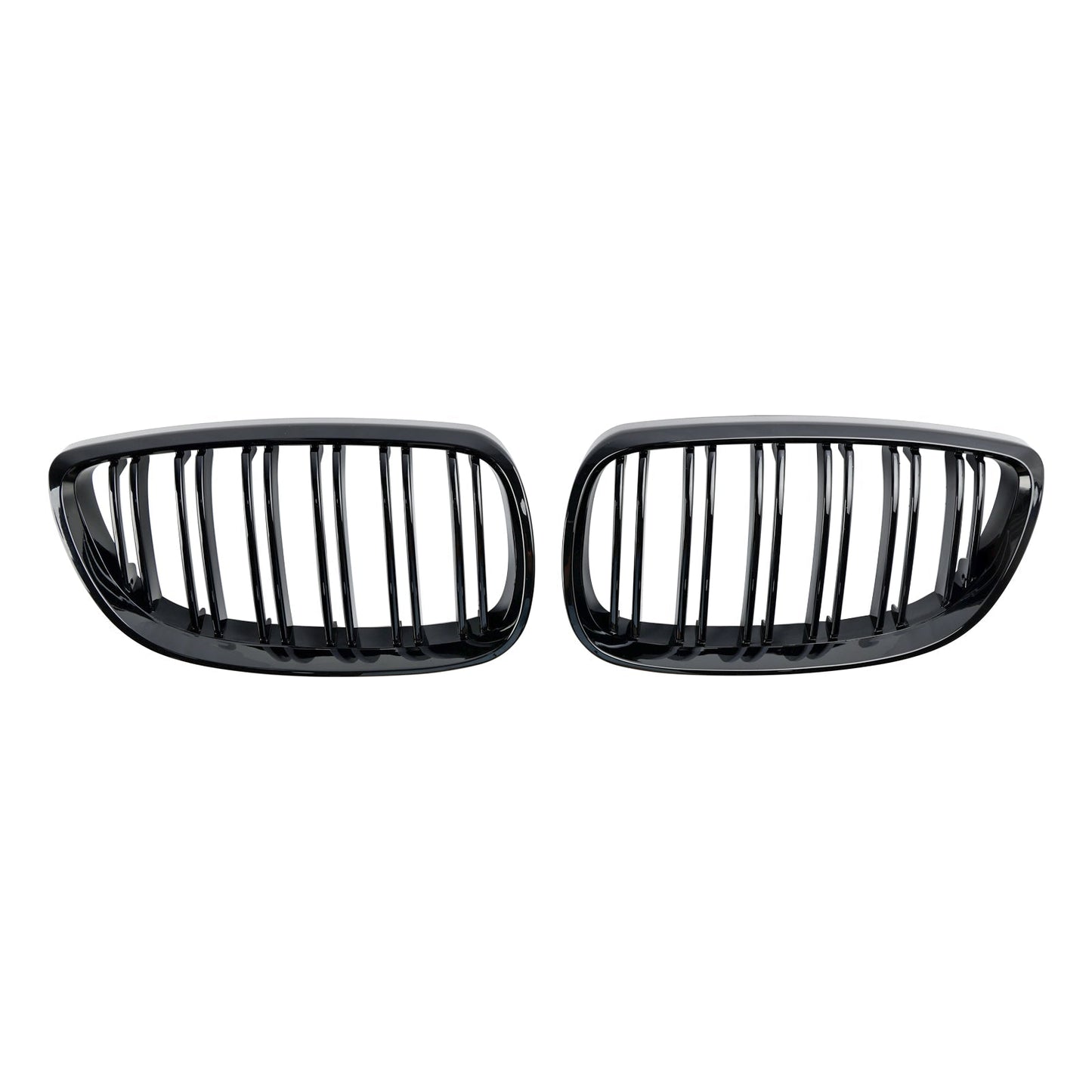 2008-2013 BMW M3 E92 E93 Gloss Black Front Kidney Grille — Pair (51137157277 / 51137157278)