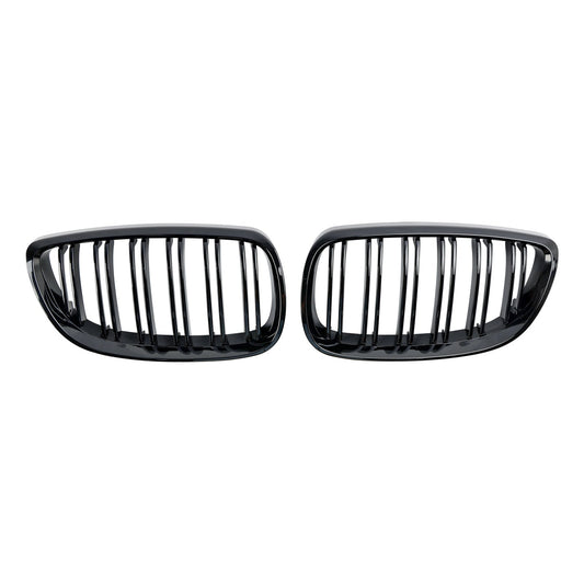 2008-2013 BMW M3 E92 E93 Gloss Black Front Kidney Grille — Pair (51137157277 / 51137157278)