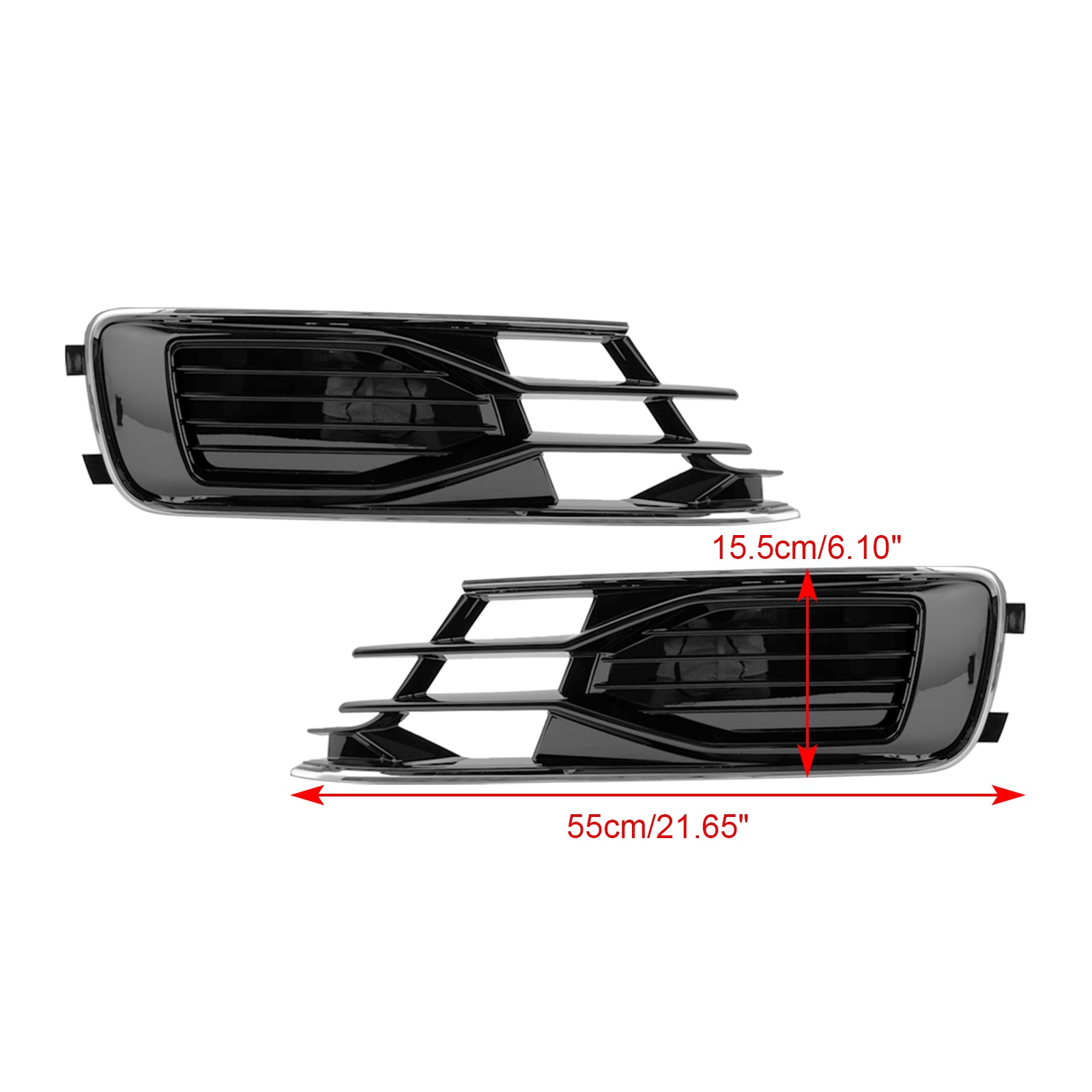 2014-2018 Audi A6 C7 Black Chrome Front Bumper Fog Light Cover Grill — Pair (4G0807647T94 / 4G0807648T94)