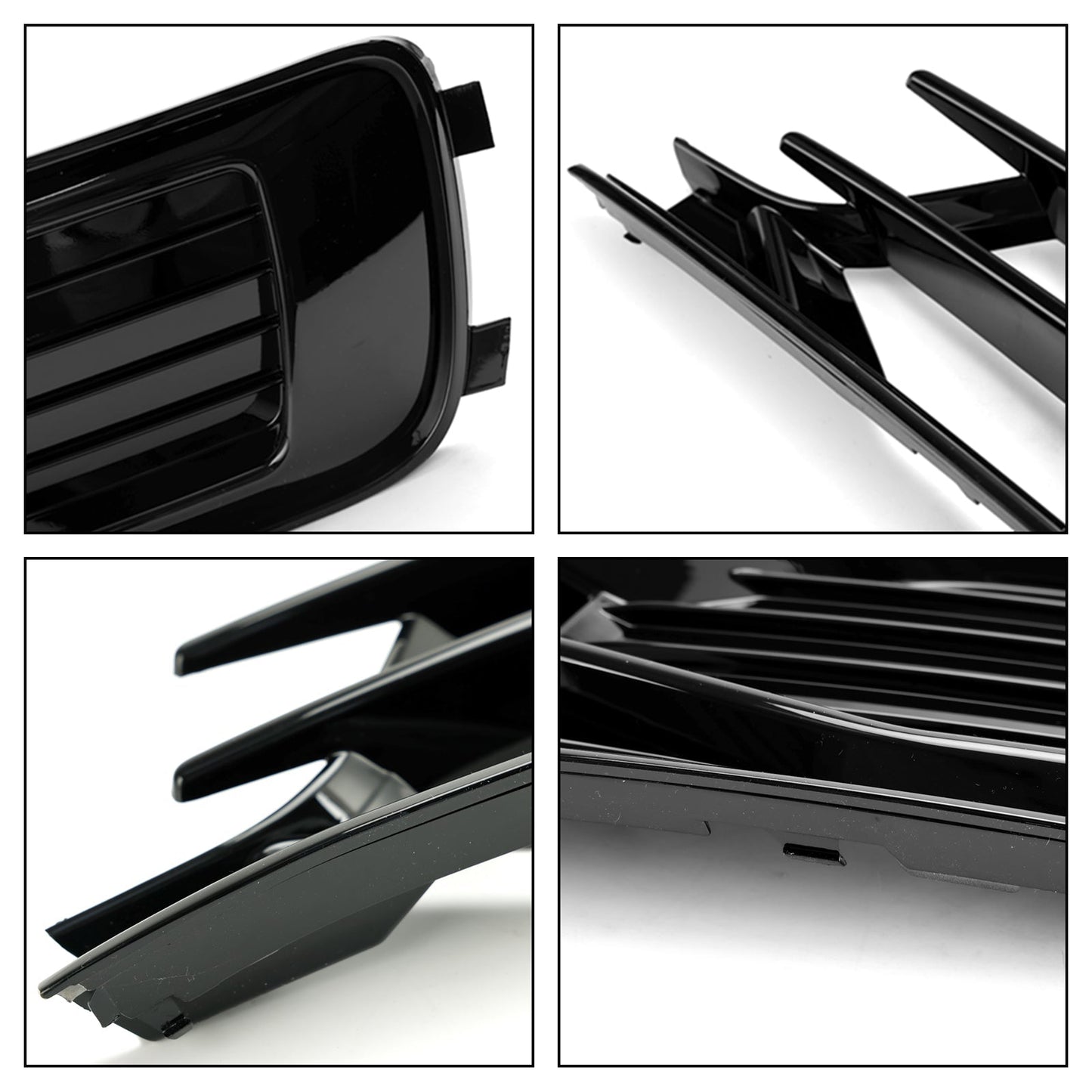 2014-2018 Audi A6 C7 Black Front Bumper Fog Light Cover Grille — Pair (4G0807647T94 / 4G0807648T94)