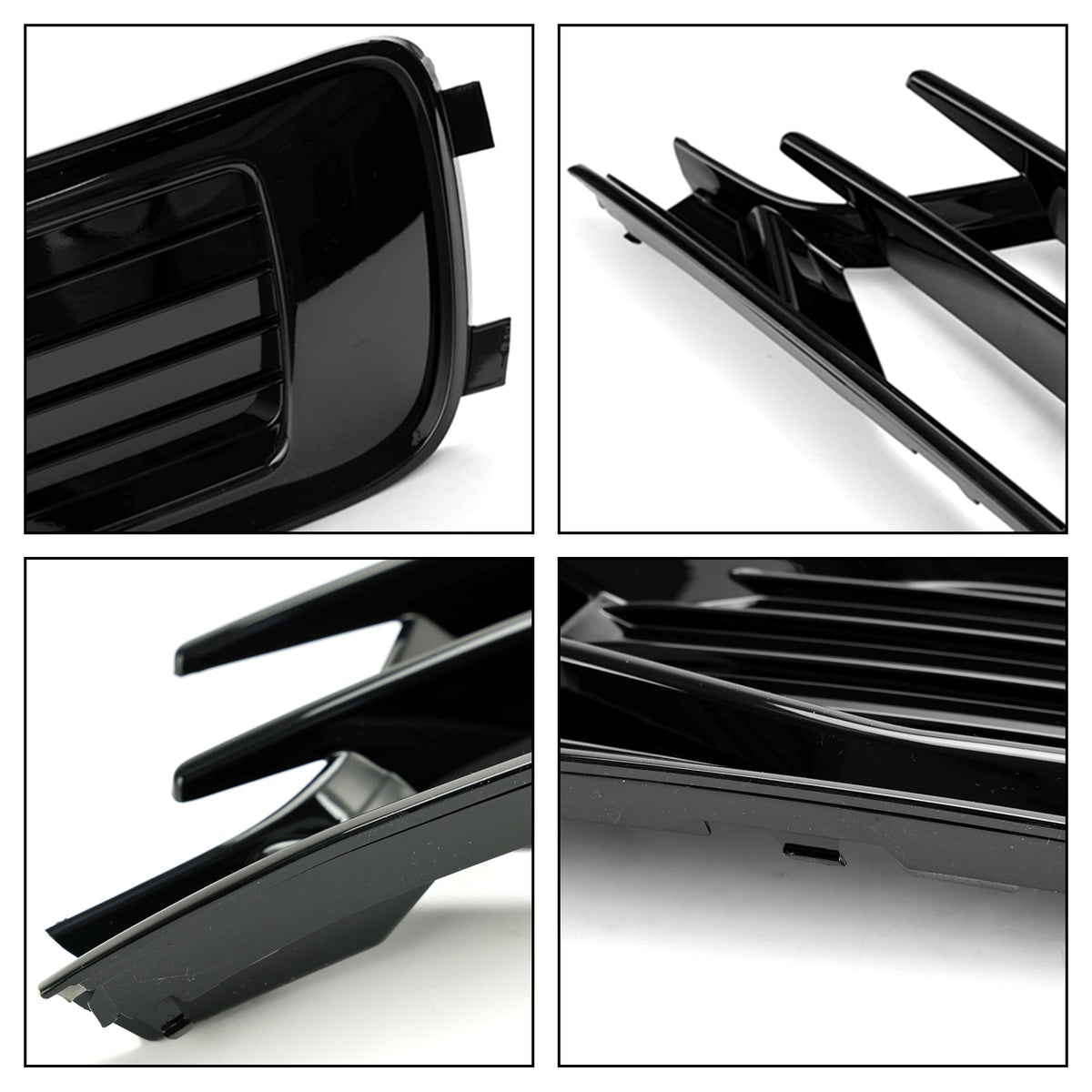 2014-2018 Audi A6 C7 Black Front Bumper Fog Light Cover Grille — Pair (4G0807647T94 / 4G0807648T94)