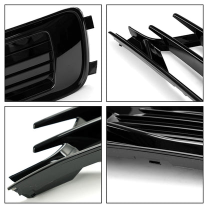 2014-2018 Audi A6 C7 Black Front Bumper Fog Light Cover Grille — Pair (4G0807647T94 / 4G0807648T94)