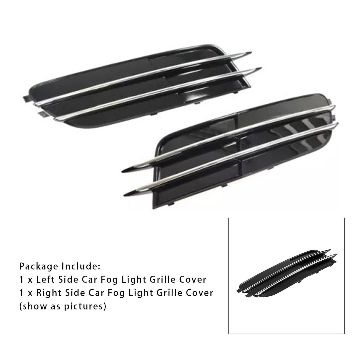 2012-2014 Audi A6 C7 Front Side Lower Bumper Fog Light Grille — Pair (4G0807681 / 4G0807682)