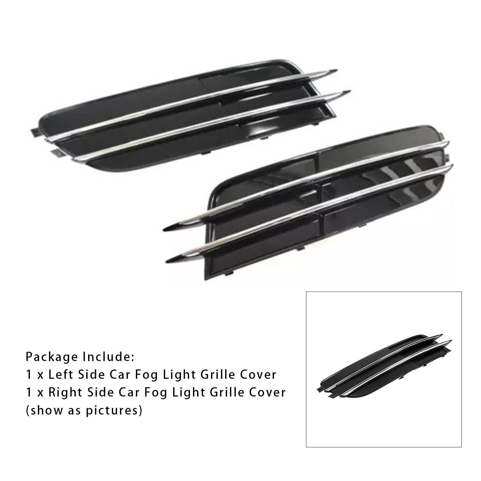 2012-2014 Audi A6 C7 Front Side Lower Bumper Fog Light Grille — Pair (4G0807681 / 4G0807682)