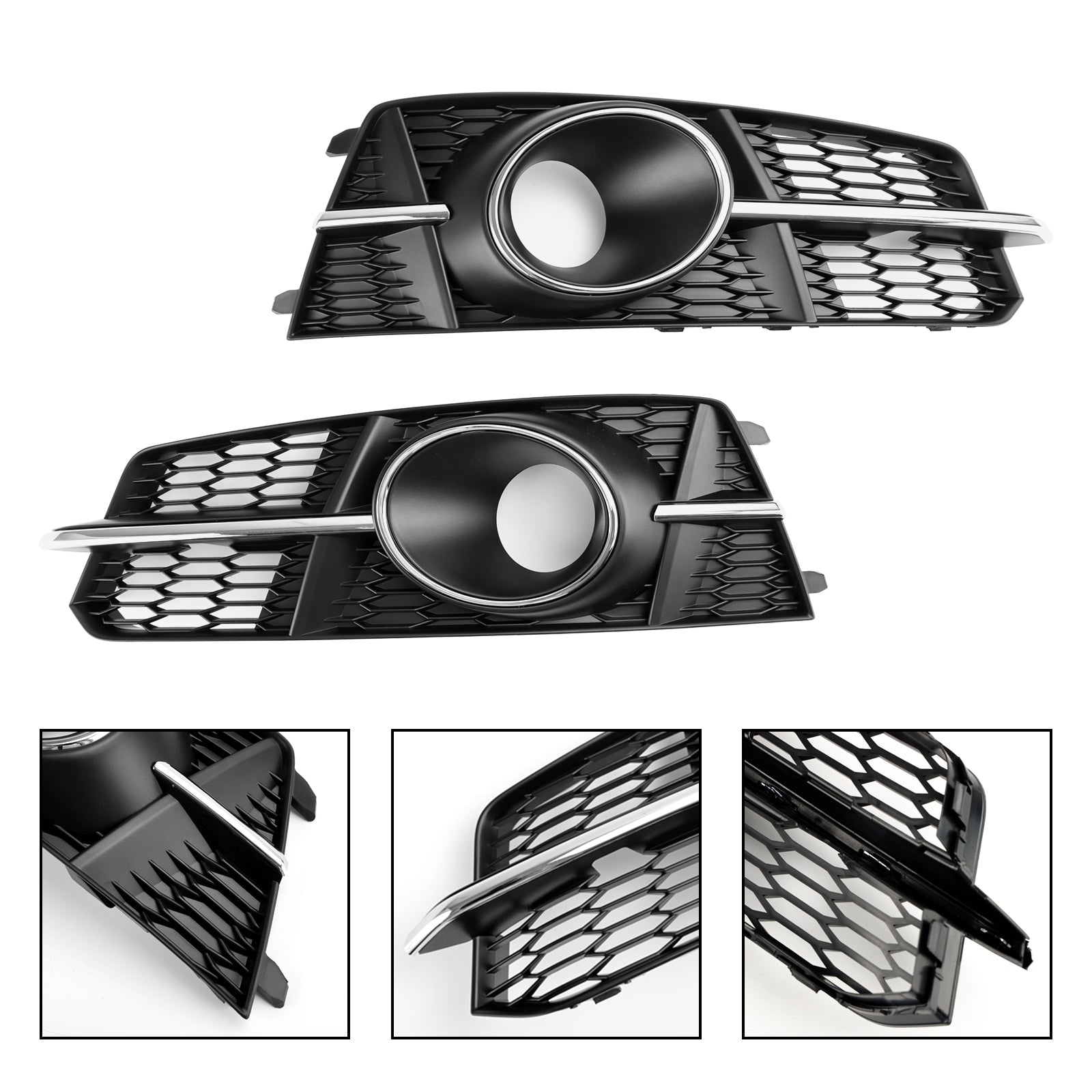 2016-2018 Audi A6 C7 A6L C7PA S-Line Fog Light Front Bumper Lower Grill — Pair (4G0807681AG / 4G0807682AG)