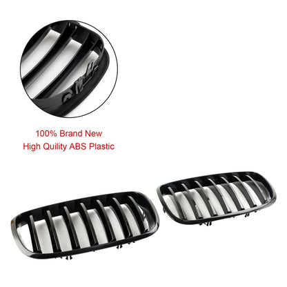2007-2013 BMW X5 E70 Gloss Black Front Bumper Kidney Grille — Pair (51137157687 / 51137305589)