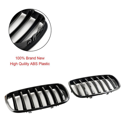 2009-2013 BMW X5 M E70 Gloss Black Front Bumper Kidney Grille — Pair (51137157687 / 51137305589)